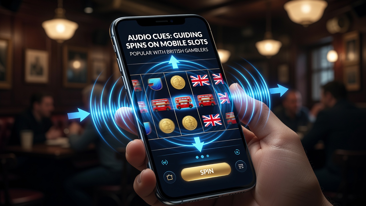 Close-up of a mobile slot screen displaying bonus round audio indicators during a guided spin sequence