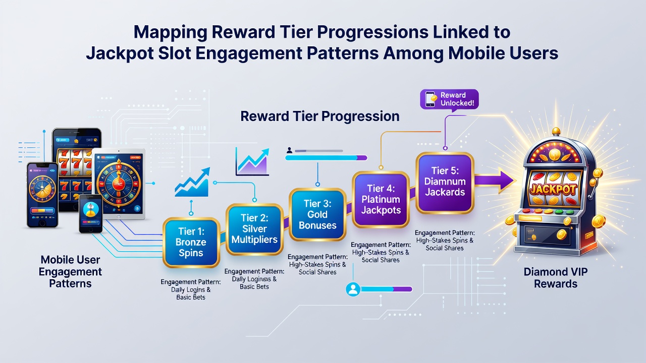 Infographic showing reward tier progression linked to mobile jackpot engagement data