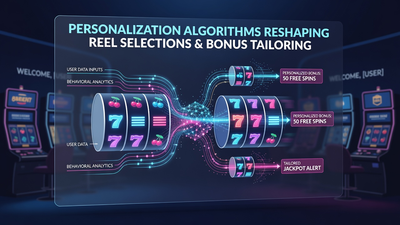Illustration showing how algorithms tailor bonuses based on player data and engagement metrics in online casinos